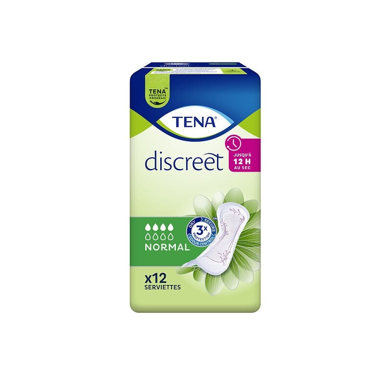 Discreet serviettes hygiéniques incontinence normal x12