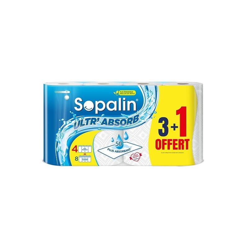 Essuie tout blanc ultra absorbant x4 dont 1 offert
