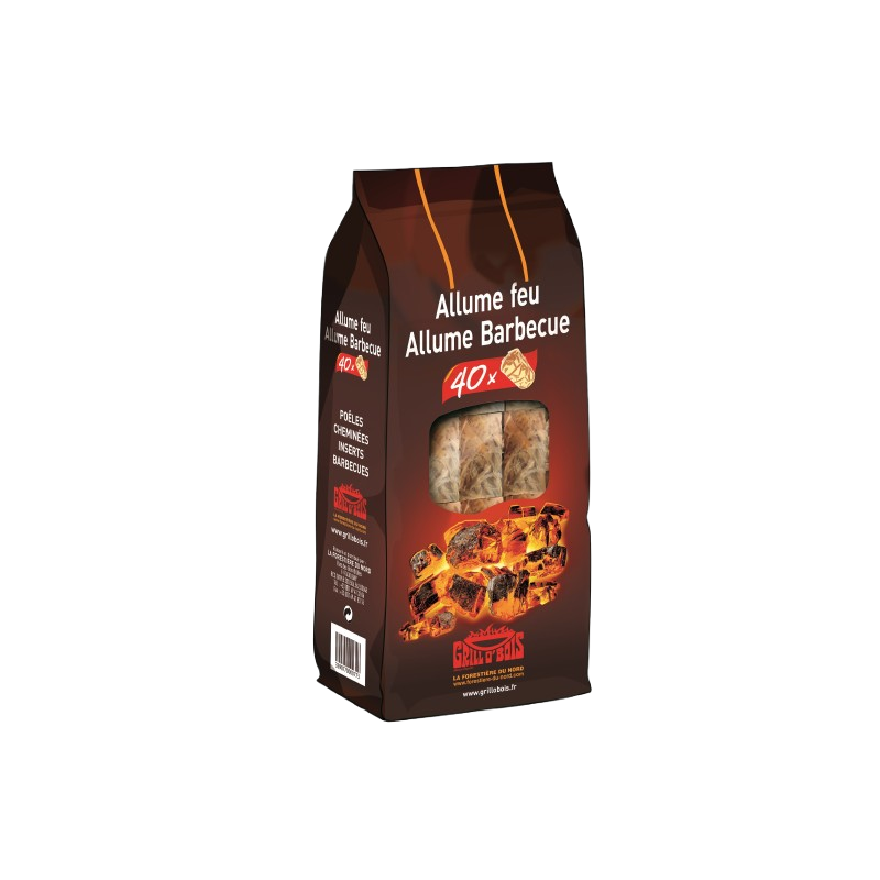Allume feu laine de bois pour cheminée et barbecue x40