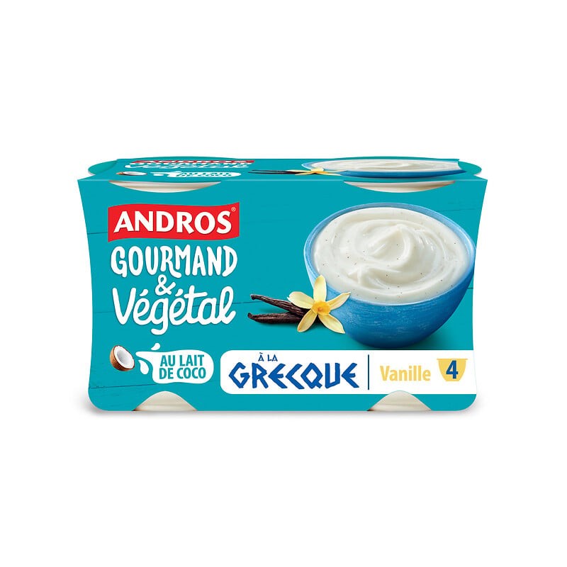 Gourmand et végétal Yaourt à la grecque vanille au lait de coco x4 460g