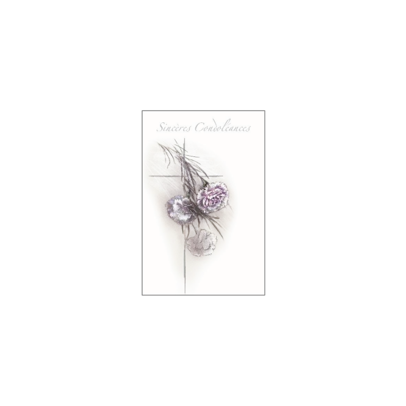 Carte condoléances 17x12cm oeillets x1
