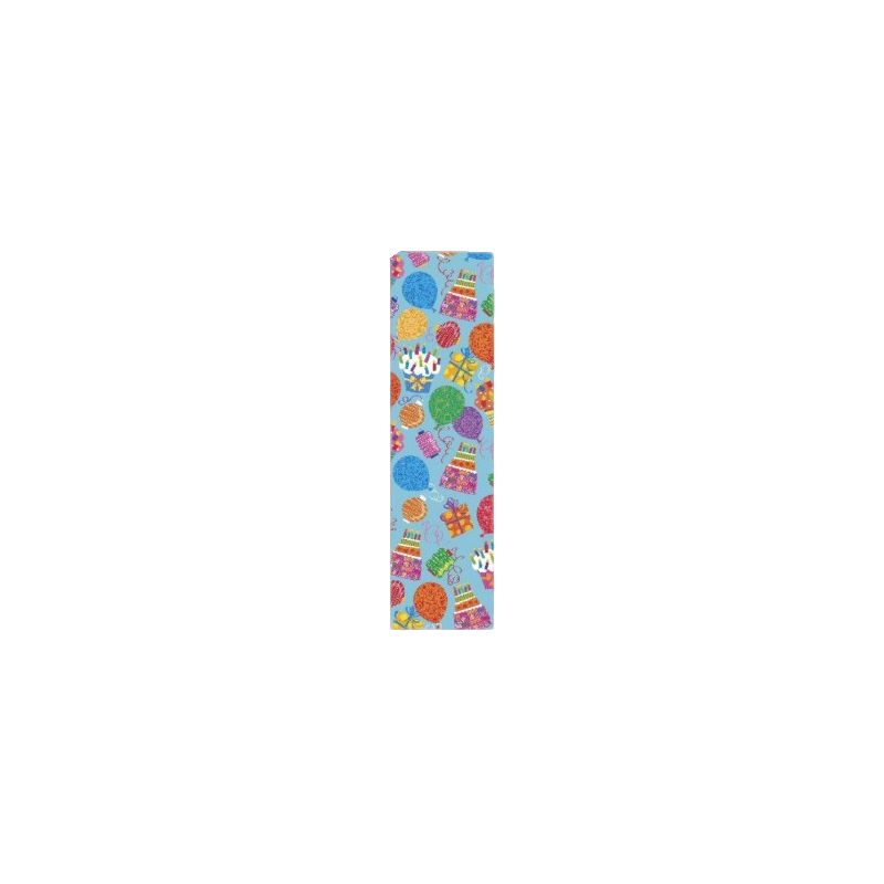 Papier cadeau bleu et motifs anniversaire 2mx70cm