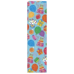 Papier cadeau bleu et motifs anniversaire 2mx70cm