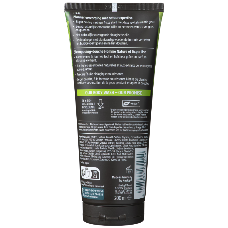 Shampooing douche men 2en1 lemongrass guarana 200ml