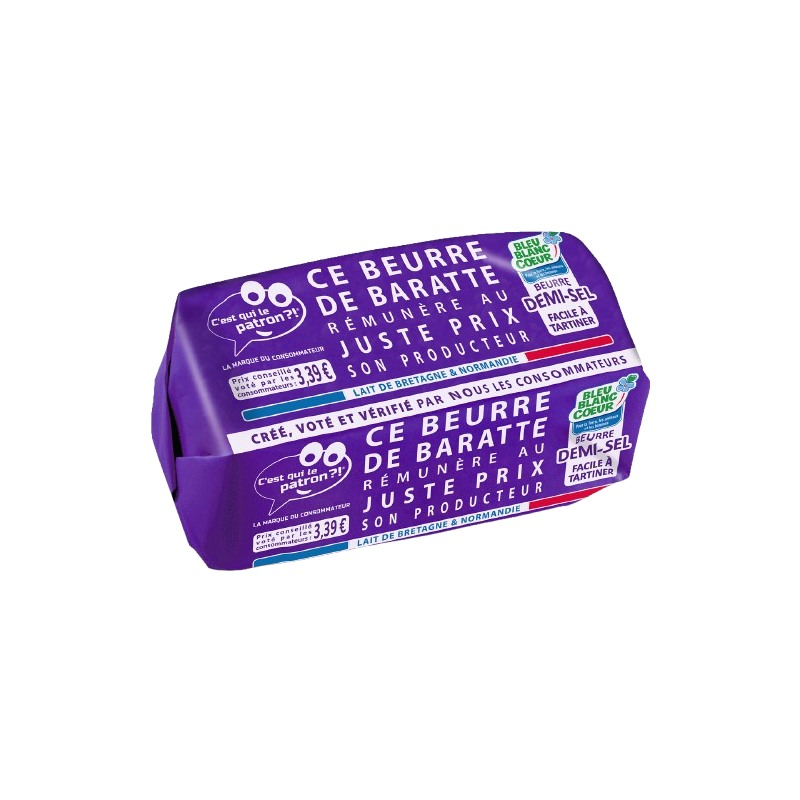 Beurre demi sel Bleu Blanc Coeur de baratte 80%MG 250g