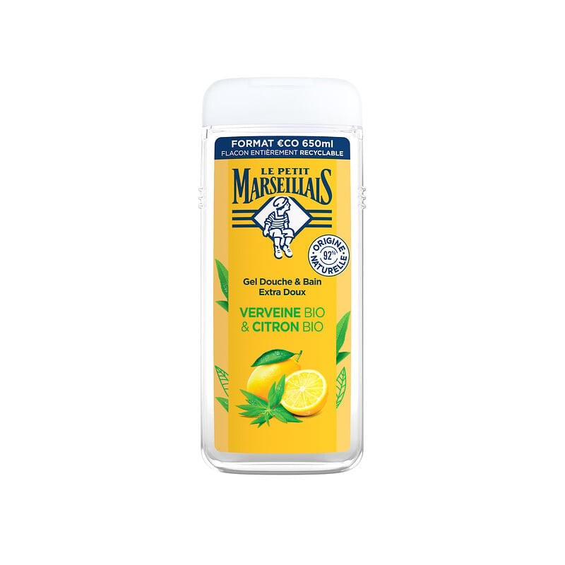 Gel douche et bain extra doux verveine et citron bio 650ml