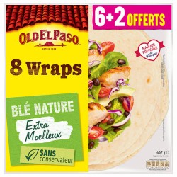 Wraps de blé nature x8 467g