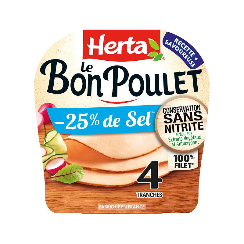 Le bon poulet -25% de sel x4 130g