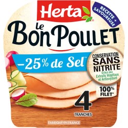 Le bon poulet -25% de sel x4 130g