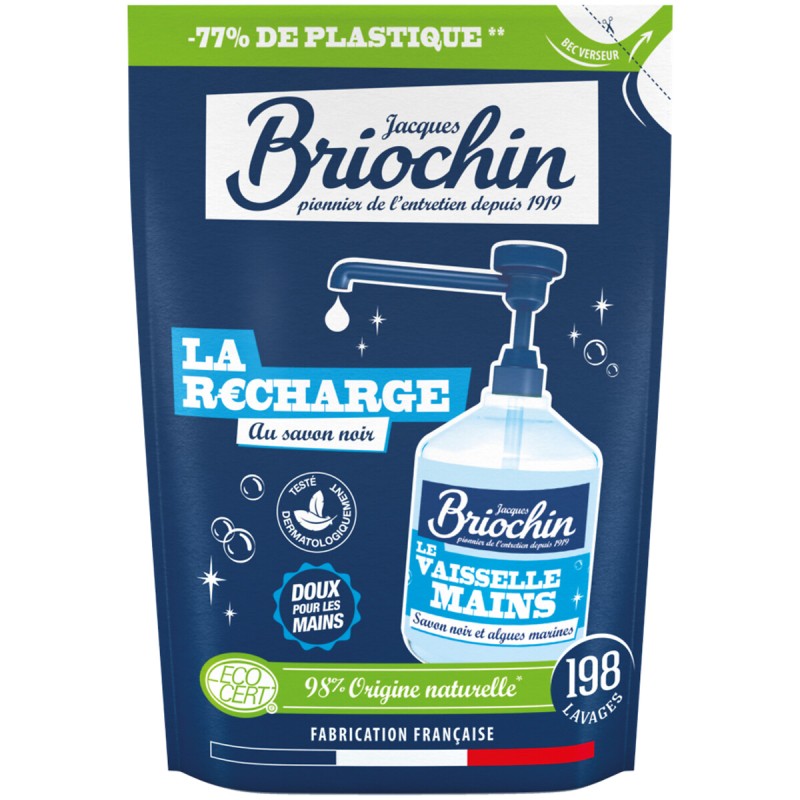 Recharge liquide vaisselle et mains savon noir 450ml