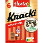 Knacki saucisse sans nitrite pur porc x6 210g