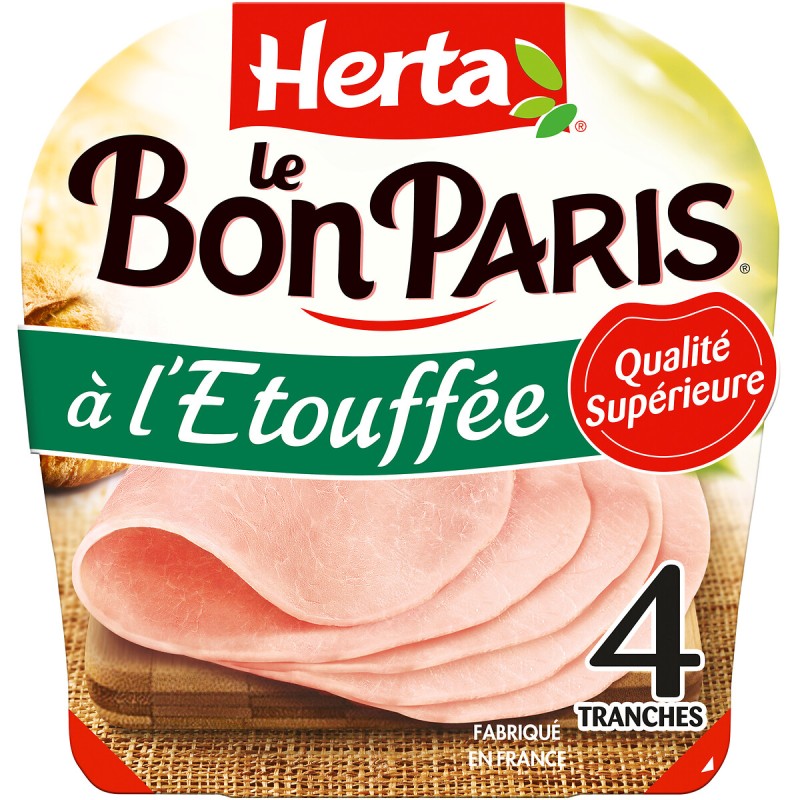 Jambon cuit le bon Paris à l'étouffée x4 170g