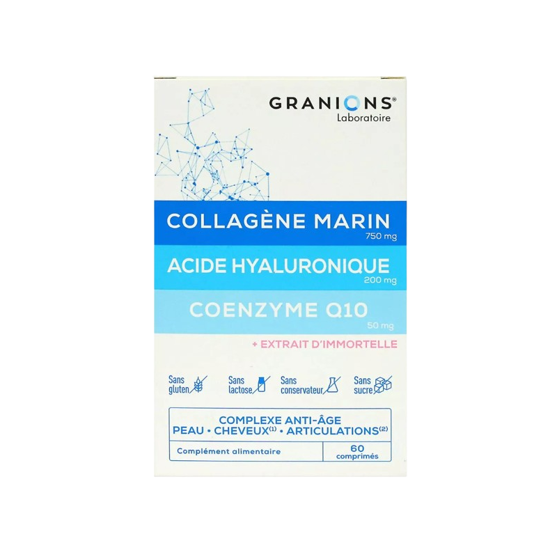 Complexe beauté collagène acide hyaluronique coenzyme q10 54g 60 comprimés