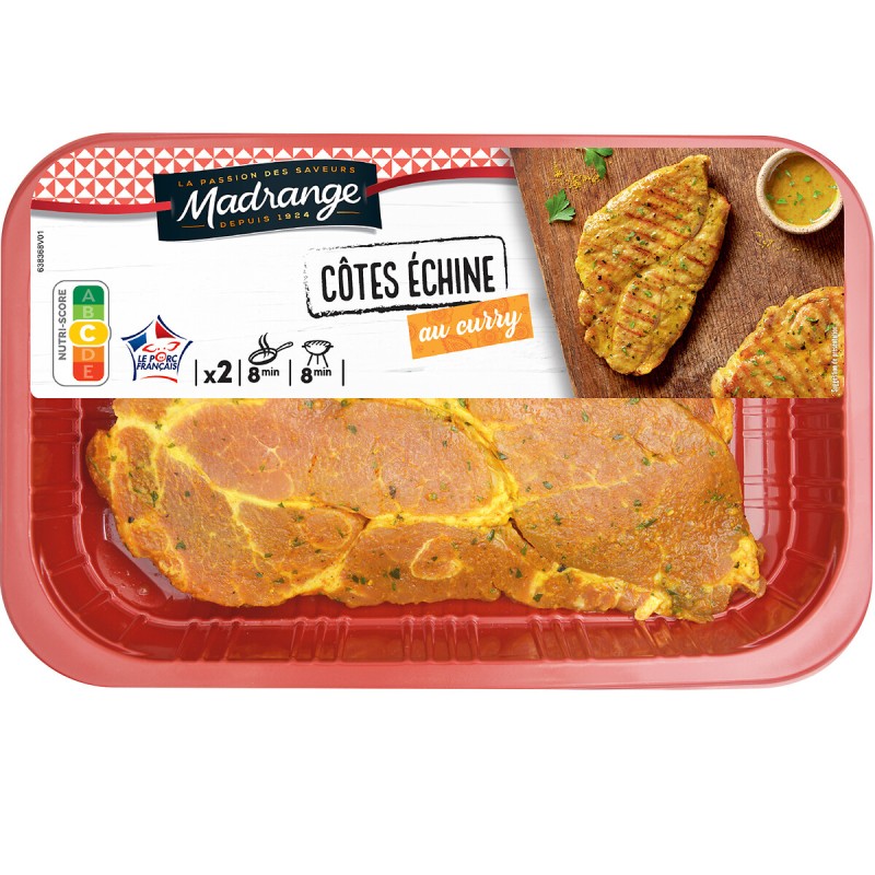 Côtes échine de porc marinées au curry 2x125g