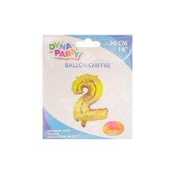 Ballon Couleur Or Chiffre 2 36cm