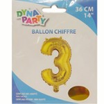 Ballon Couleur Or Chiffre 3 36cm