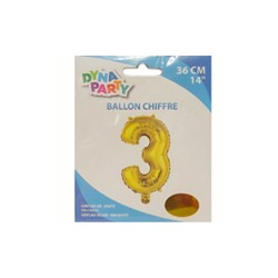 Ballon Couleur Or Chiffre 3 36cm