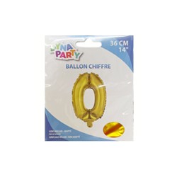 Ballon Couleur Or Chiffre 0 36cm