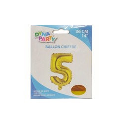 Ballon Couleur Or Chiffre 5 36cm
