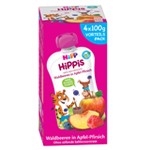 Hippis Bio Gourdes Pomme Pêche Baies dès 12 mois 4x100g
