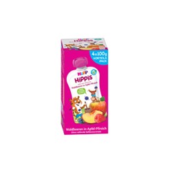 Hippis Bio Gourdes Pomme Pêche Baies dès 12 mois 4x100g