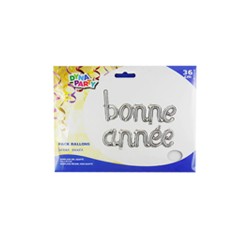 Ballons  Bonne Année  Argentés 36cm