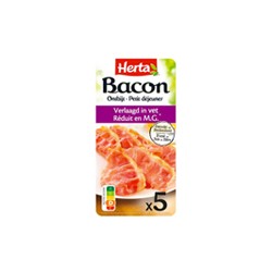 Bacon petit déjeuner réduit en MG 5 tranches 100g