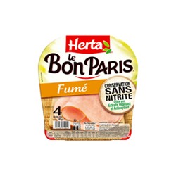 Le bon paris Jambon cuit fumé sans nitrite x4 140g