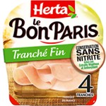 Le bon paris Jambon cuit tranché fin sans nitrite x4 120g