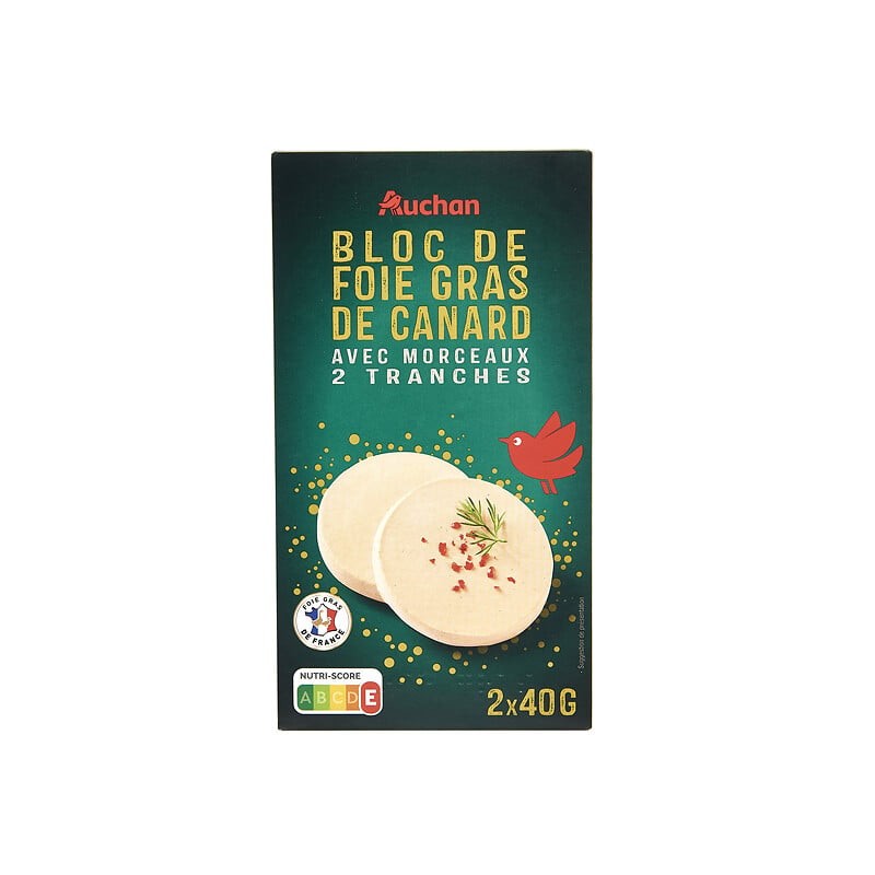 Bloc de foie gras de canard entier avec morceaux 2x40g