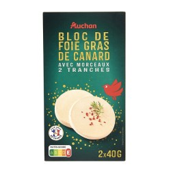 Bloc de foie gras de canard entier avec morceaux 2x40g