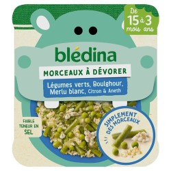 Morceaux à Dévorer Légumes Verts Boulghour Merlu Blanc dès 15 mois 200g