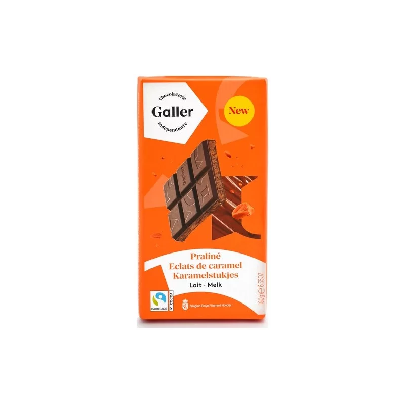 Tablette de Chocolat au Lait Praliné aux Eclats de Caramel 180g