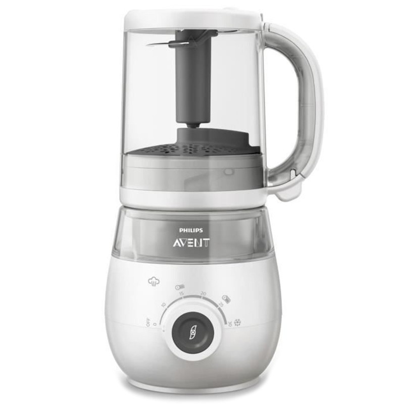 Cuiseur Vapeur-Mixeur 4en1 Blanc/Gris