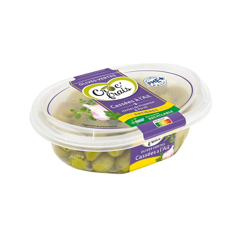 Olives Vertes Entières Ail Herbes de Provence Persil 250g