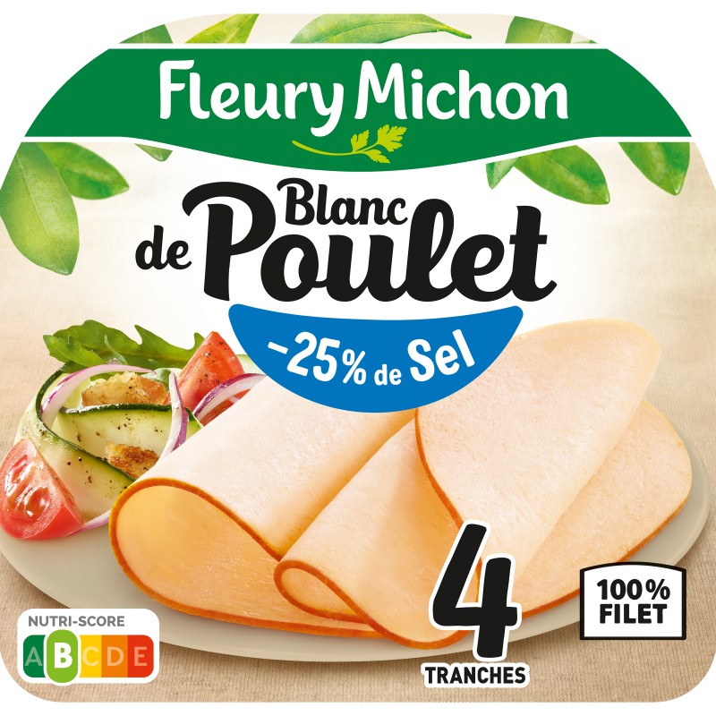 Blanc de poulet -25% de sel x4 160g