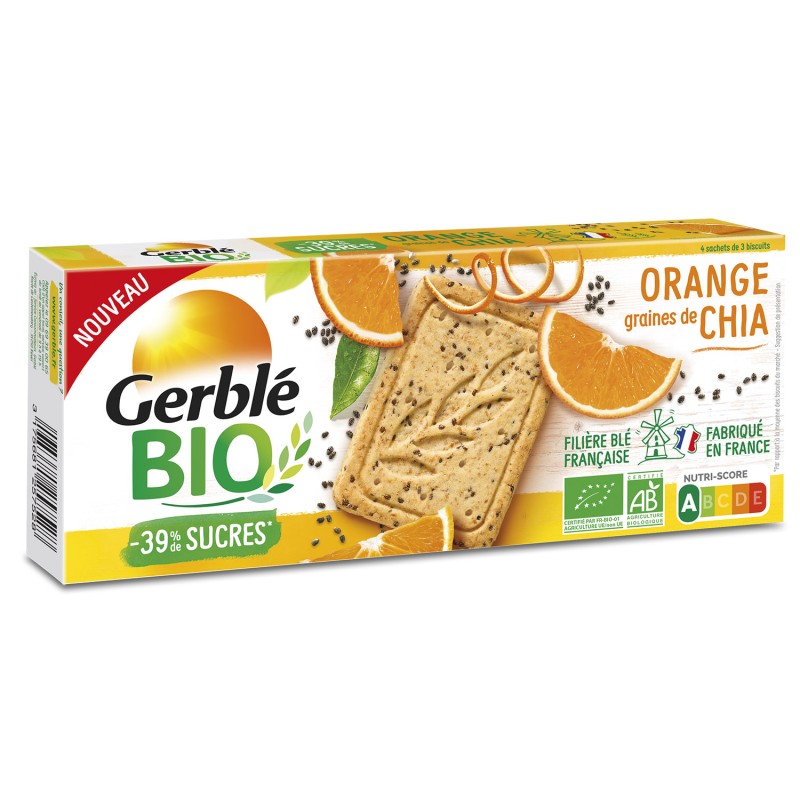 Bio Sablés orange et graines de chia x12 130g