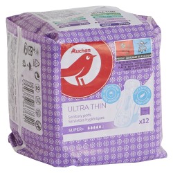 Serviettes hygiéniques super + ultra fines avec ailettes x12