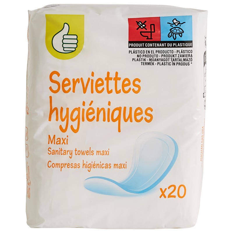 Serviettes hygiéniques maxi sans ailettes x20