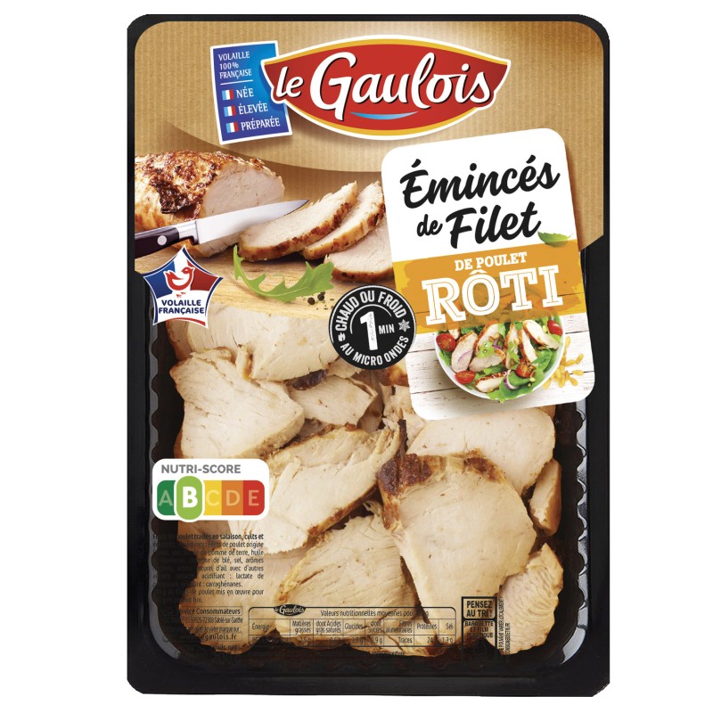 Emincés de filet de poulet rôti 180g