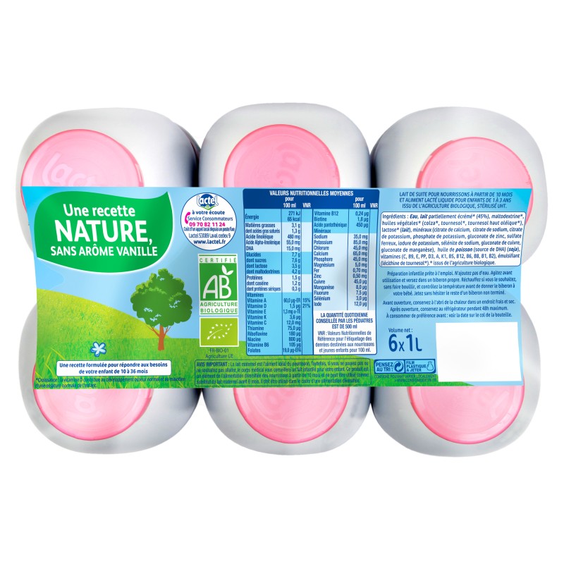 Bio Eveil Lait de Croissance Nature dès 10 mois 6x1l