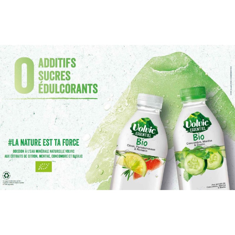 Essentiel Bio Eau Aromatisée Concombre Menthe Basilic 75cl