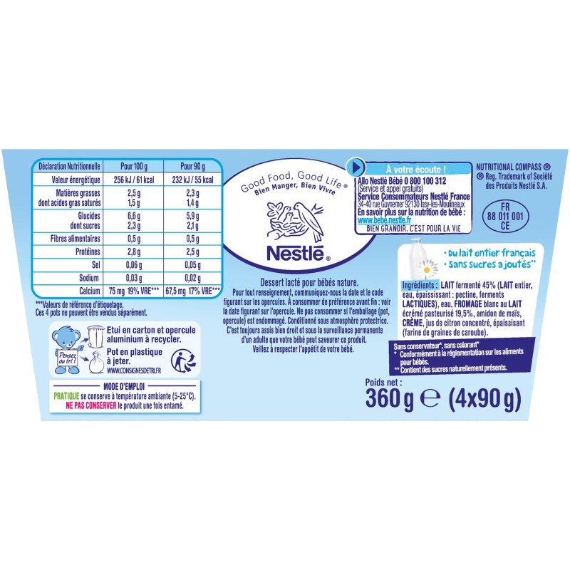 P'Tit Onctueux au Fromage Blanc Nature dès 6 mois 4x90g