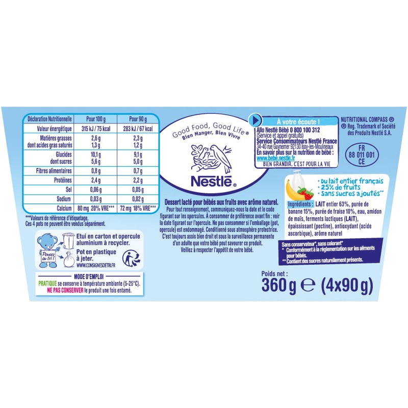 P'tit brassé banane fraise dès 6 mois 4x90g