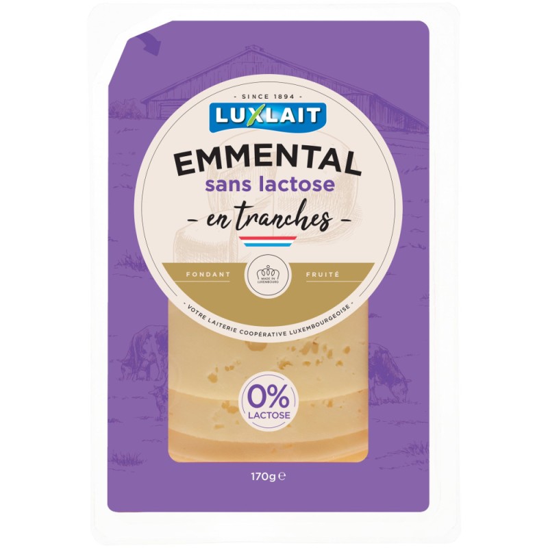 Fromage emmental sans lactose en tranches 170g