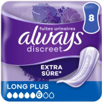 Serviettes fuites urinaires discreet extra sûre long plus x8