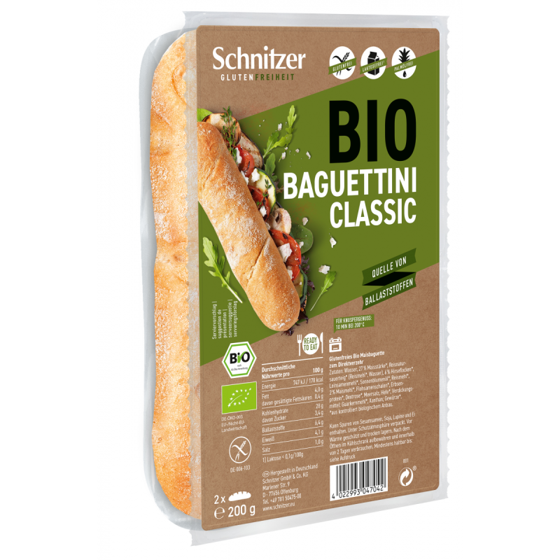 Baguettini classic bio sans gluten x2 200g
