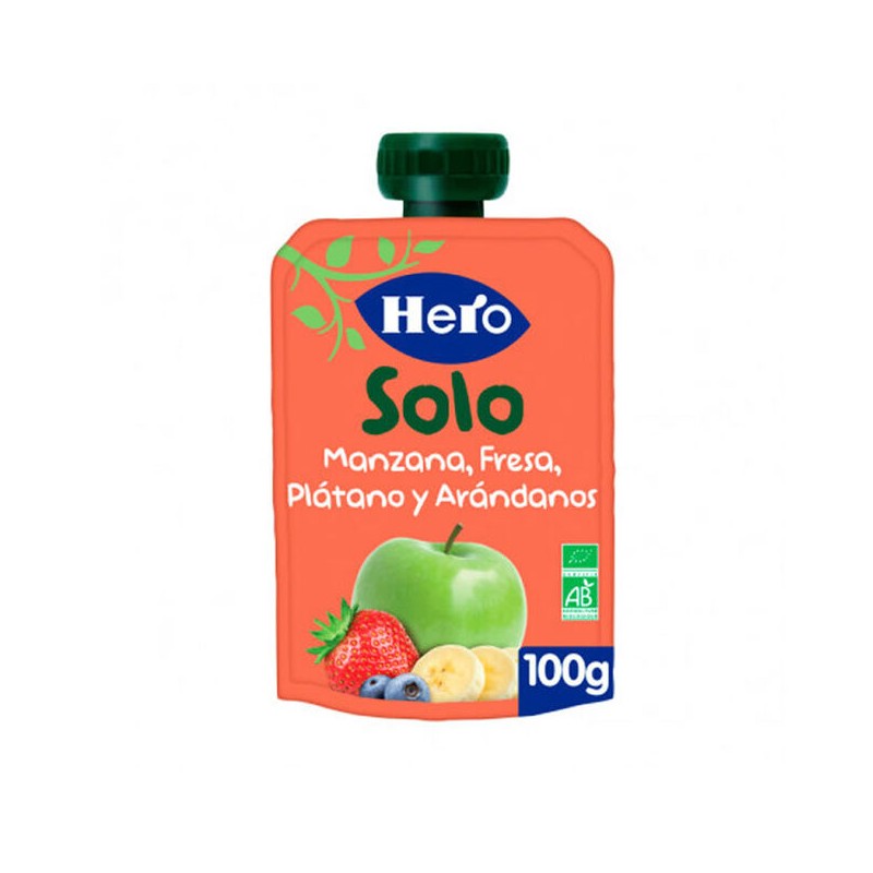 Bio Solo Gourde Pomme Banane Fraise Myrtilles 100g