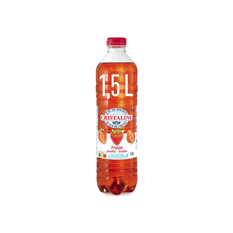 Eau de source aromatisée au jus de fraise 1.5l