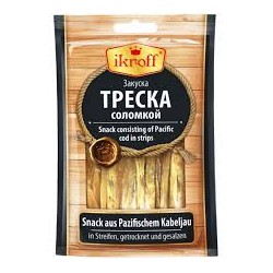 Snack à Base de Lanières de Morue du Pacifique, Séchées, Salées et Sucrées, 36g